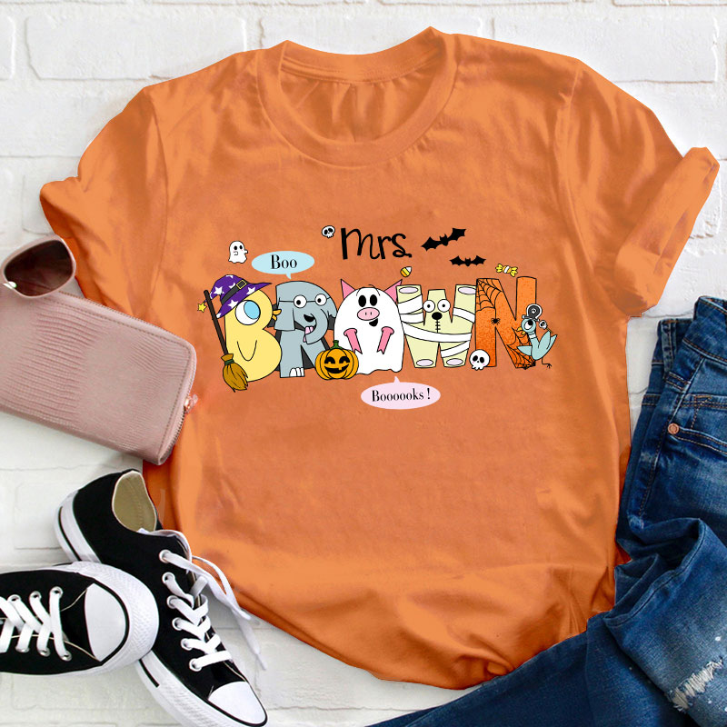 Personalized Boo Booooks Teacher T-Shirt