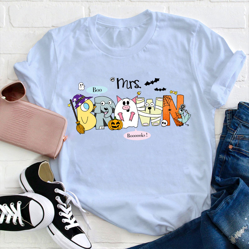 Personalized Boo Booooks Teacher T-Shirt