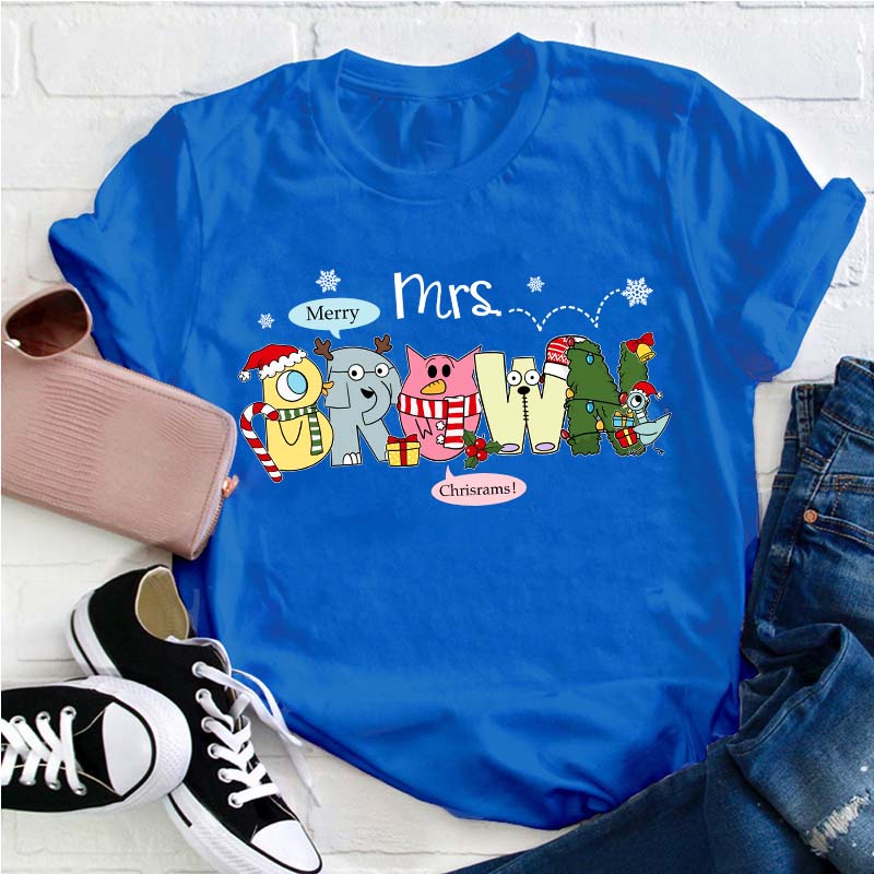 Personalized Name Merry Chrisrams Teacher T-Shirt