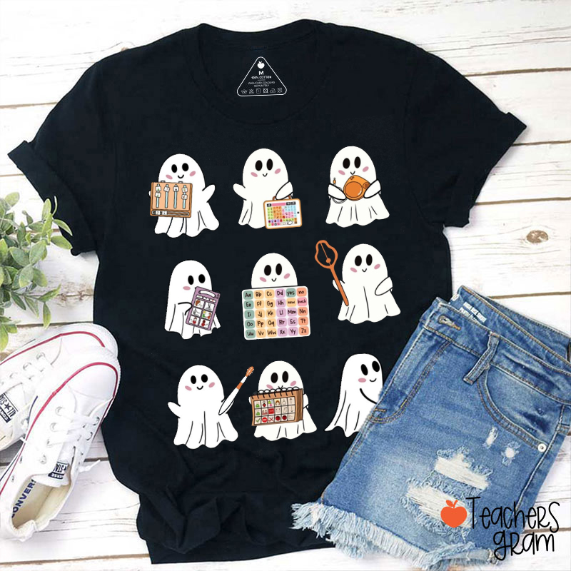 Halloween Ghost Daily Life Teacher T-Shirt