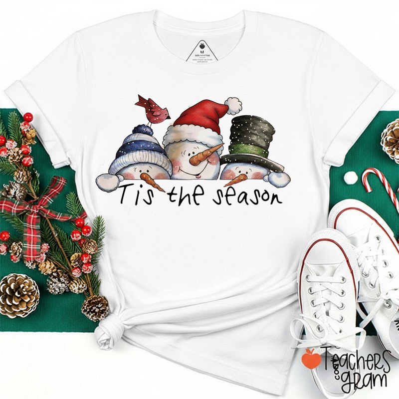 Tis The Season Snowman Teacher T-Shirt