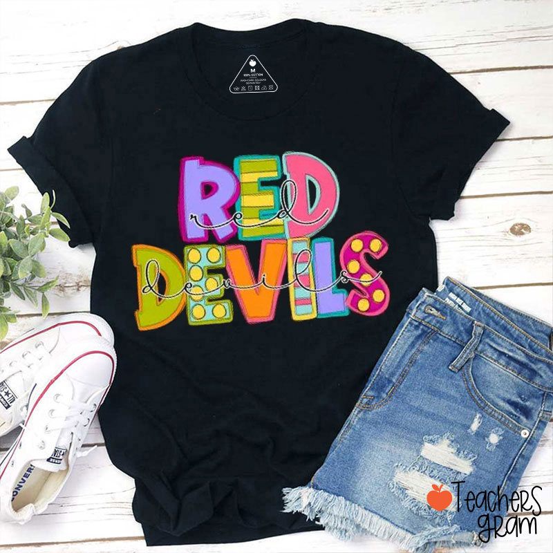 Personalized Mascot Cute Polka Dot Font Teacher T-Shirt