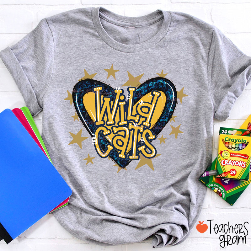 Personalized Mascot Star Love Heart School Spirit Teacher T-Shirt