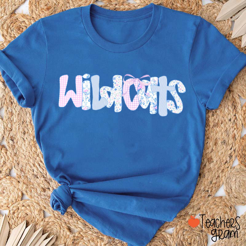 Personalized Mascot Flowers Print Fonts Teacher T-Shirt