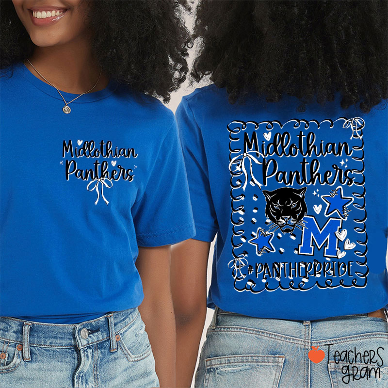 Personalized Mascot School Spirit Teacher Two Sided T-Shirt