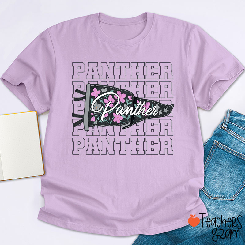Personalized Mascot Flowers Pennant Teacher T-Shirt