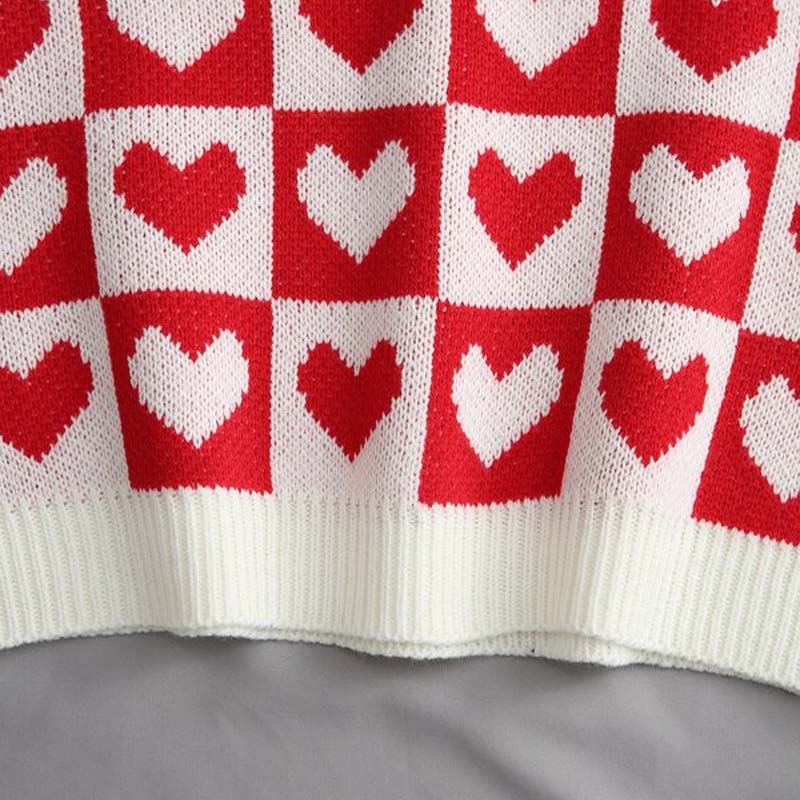 Heart Checker Pattern Sweater Vest