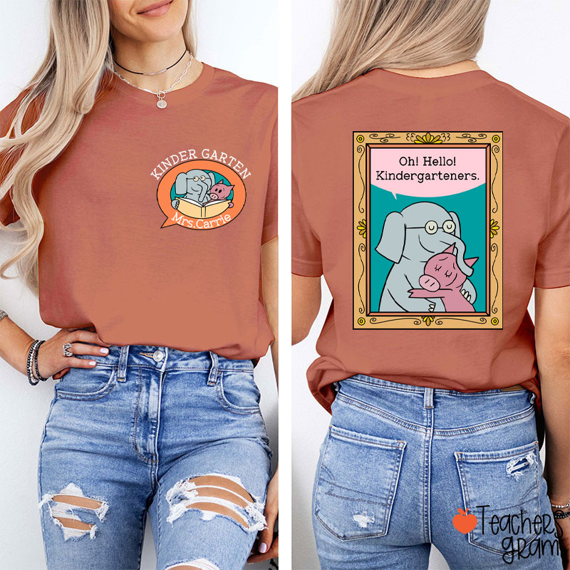 Personalized Oh Hello My Little Friends Teacher Two Sided T-Shirt