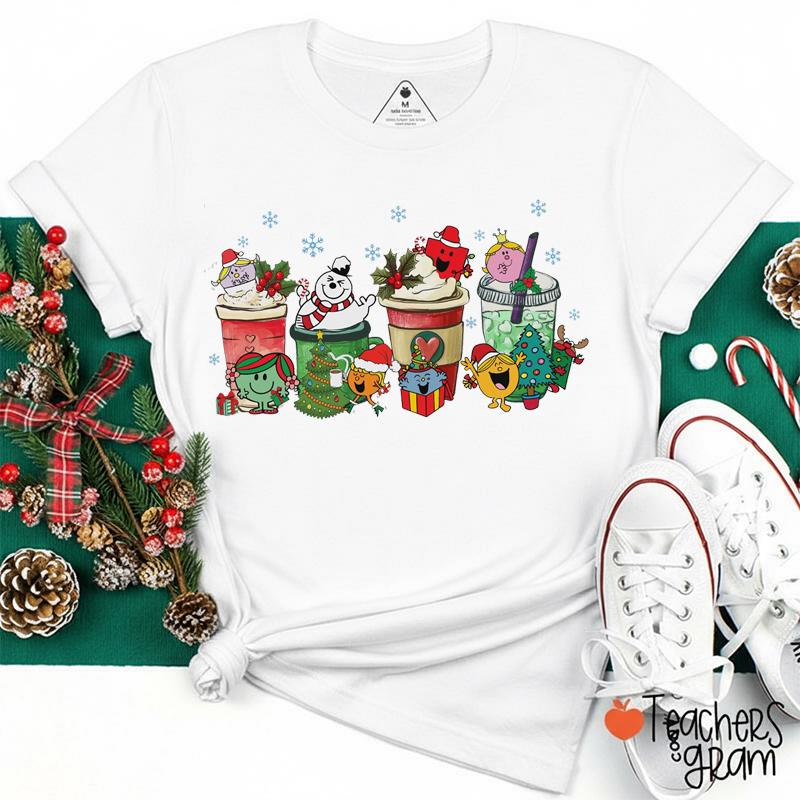 Christmas Coffee Latte Teacher T-Shirt