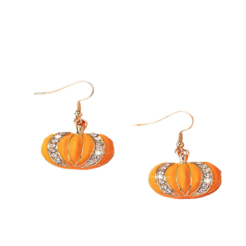 Diamond Pumpkin Teacher Metal Earrings