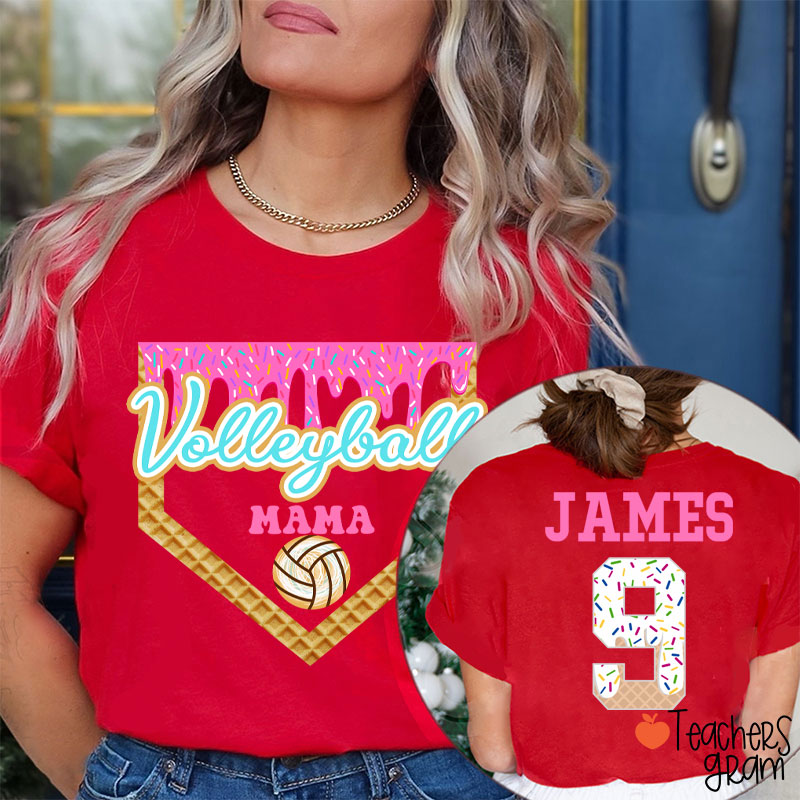 Personalized Sport Ice Cream Drip Teacher Two Sided T-Shirt