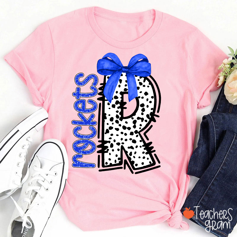 Personalized Mascot Coquette Bow Polka Dot Teacher T-Shirt