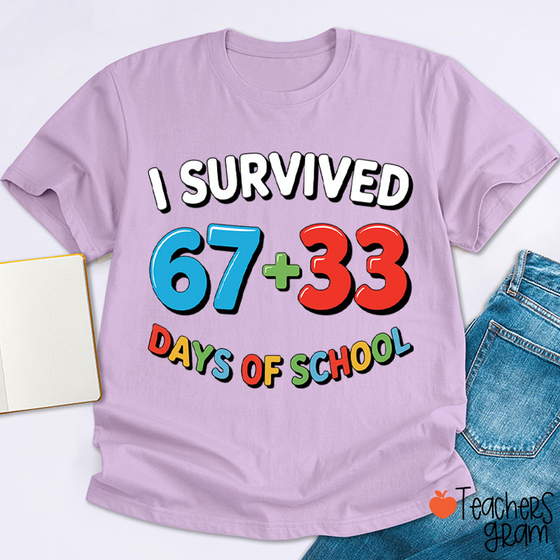 Funny Six Seven I Survived 100 Days Of School Teacher T-Shirt