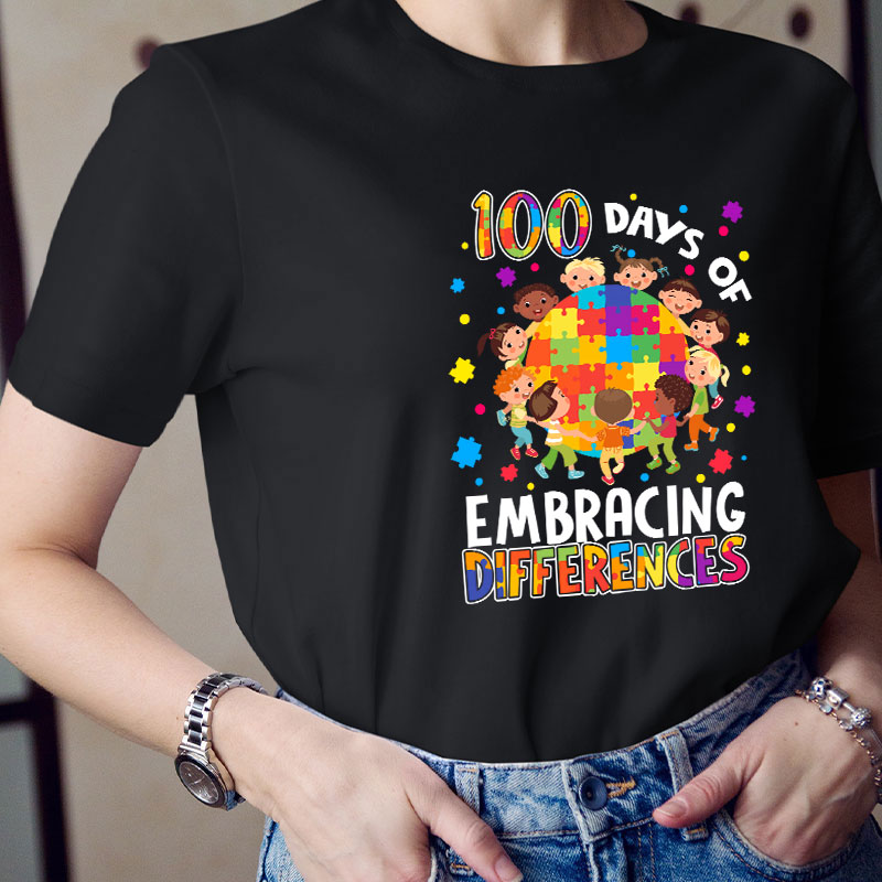 100 Days Of Embracing Differences Teacher T-Shirt