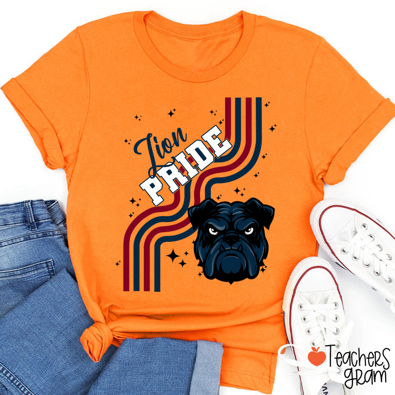 Personalized Mascot Wavy Lines Teacher T-Shirt