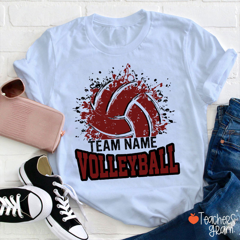 Personalized Team Name And Sport Splash Effect Teacher T-Shirt