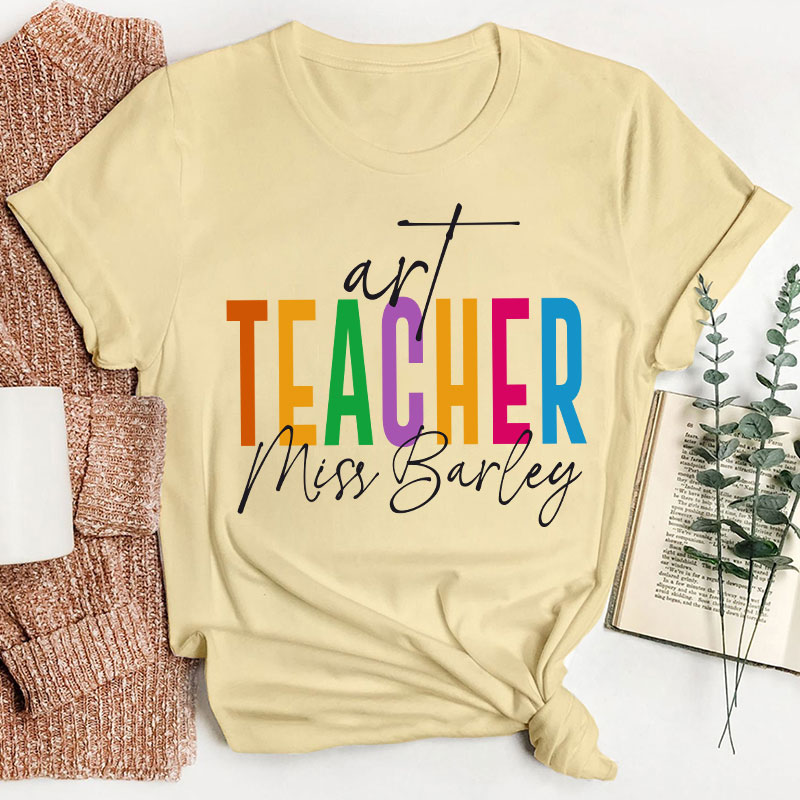 Personalized Teacher's Name Colorful Tie Dye Teacher T-Shirt
