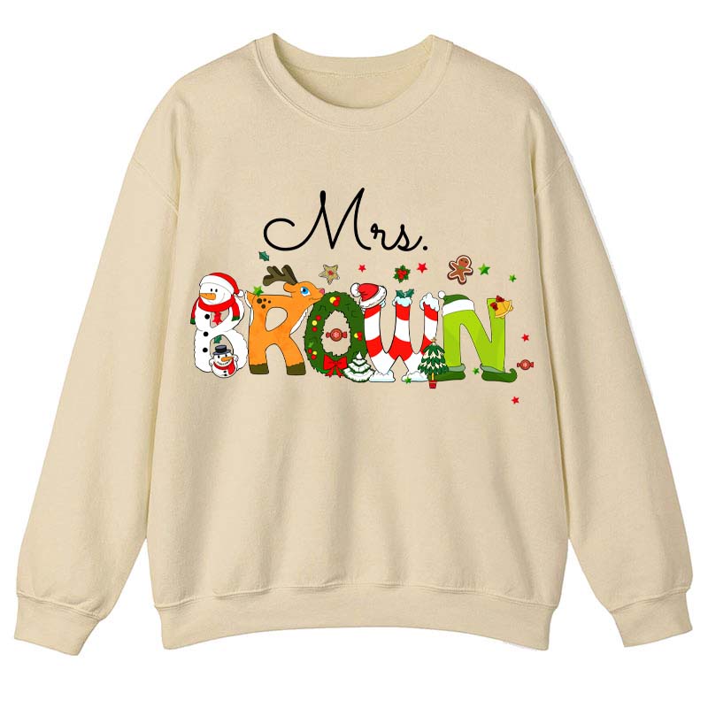 Personalized Christmas Style Teacher Sweatshirt