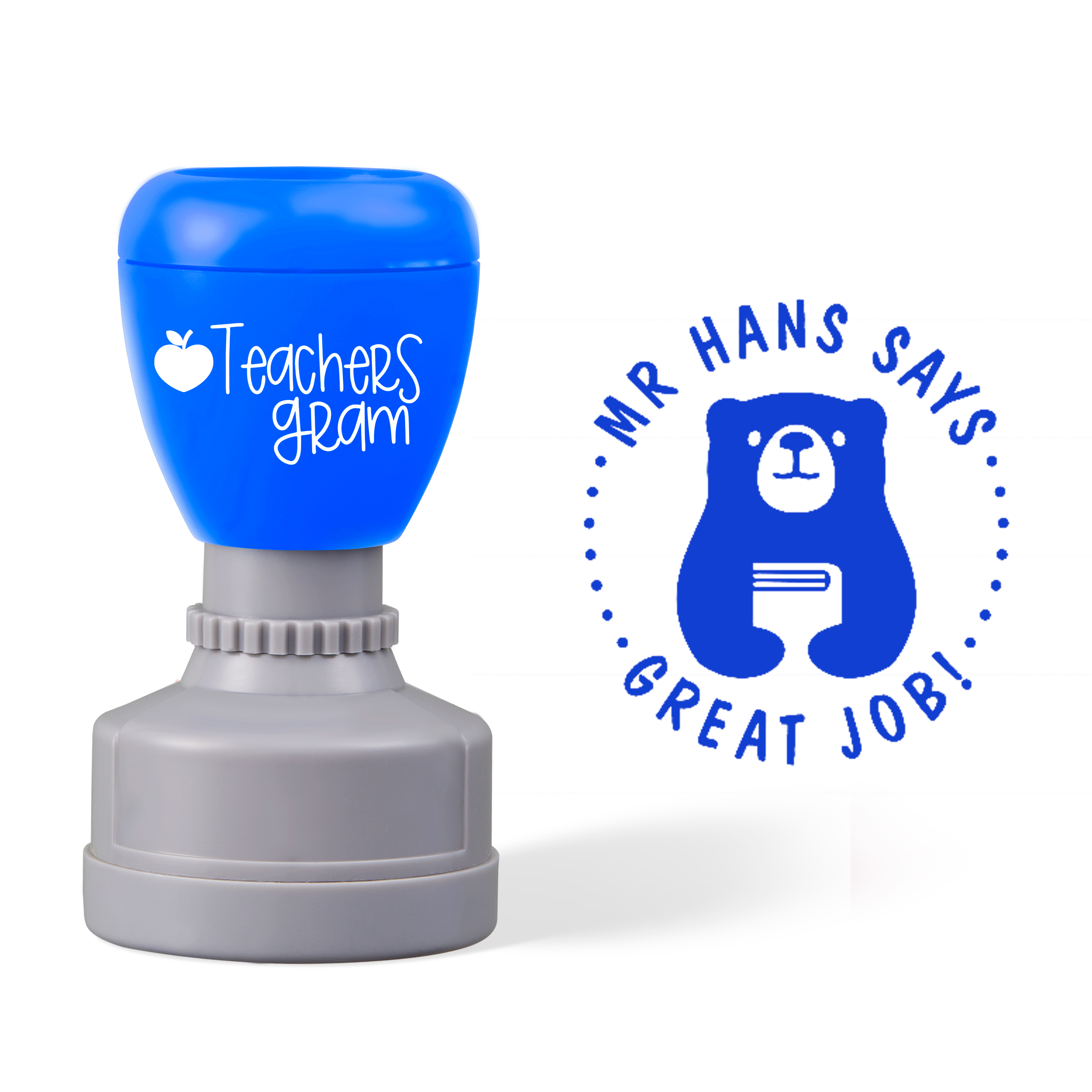 Personalized Name Great Job Bear Teacher Stamp