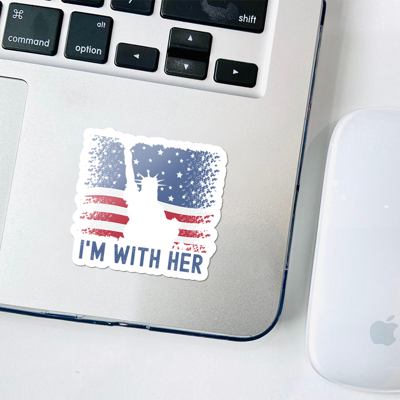 America Flag I'm With Her Teacher Stickers