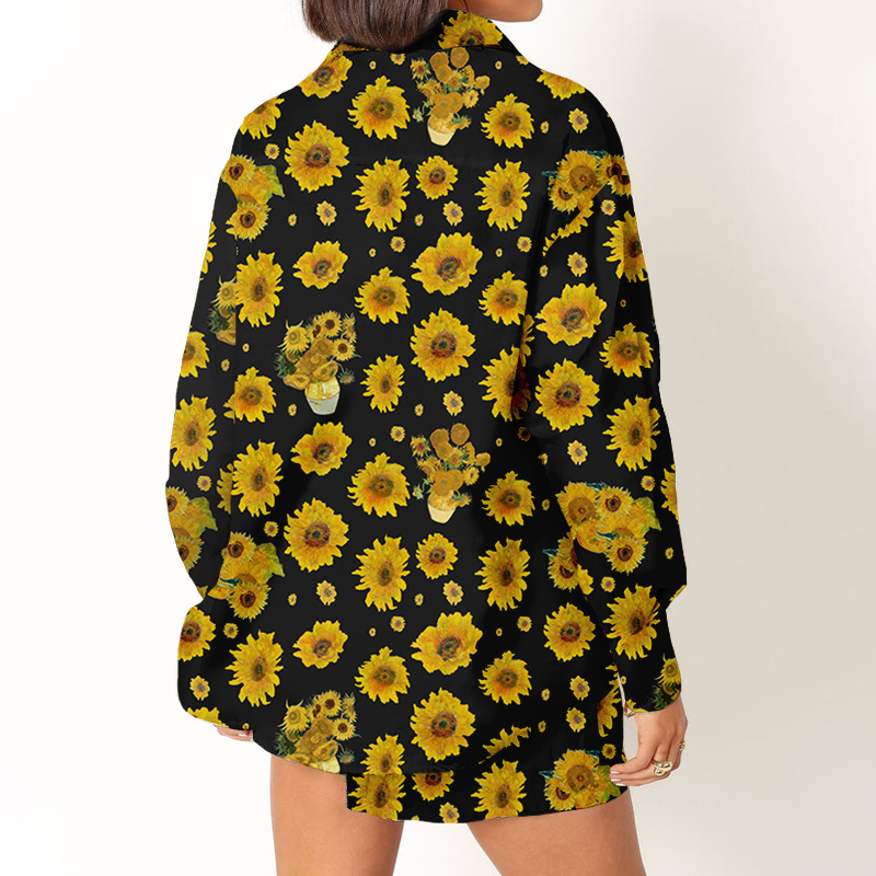 Art Sunflower Teacher Long Sleeve Shirt And Shorts Set