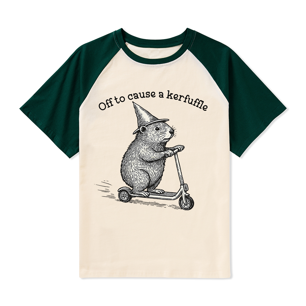 Off To Cause A Kerfuffle Teacher Raglan T-Shirt