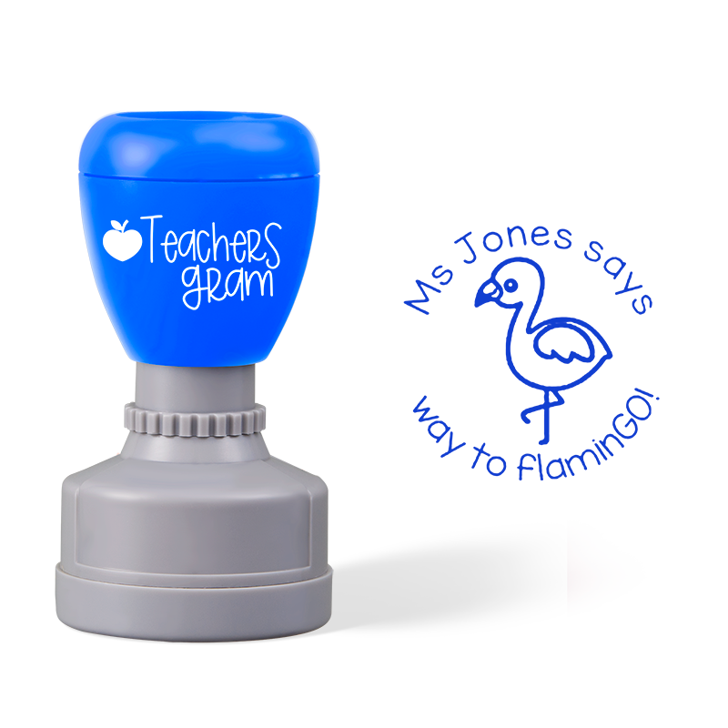 Personalized Way To Flamingo Teacher Stamp