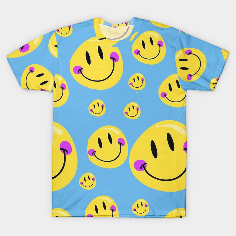 Happy Yellow Smile Face Teacher Printed T-Shirt