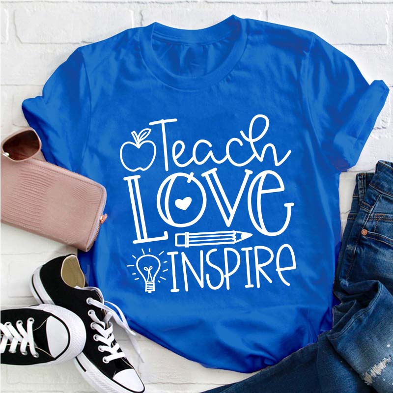 Teach Love Inspire Stick Figure Teacher T-Shirt