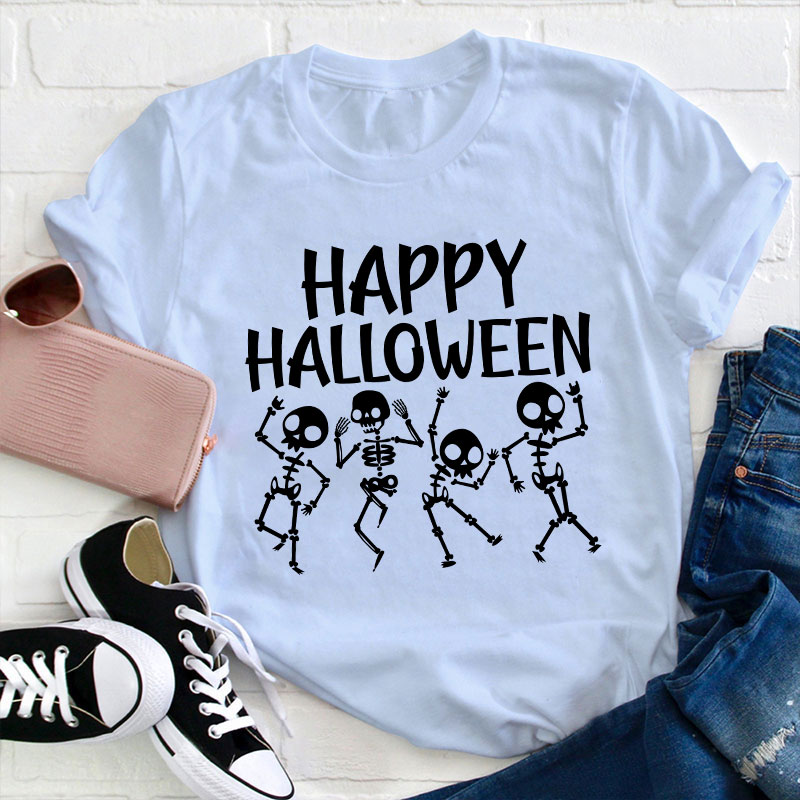 Happy Halloween Dancing Skeleton Teacher T-Shirt