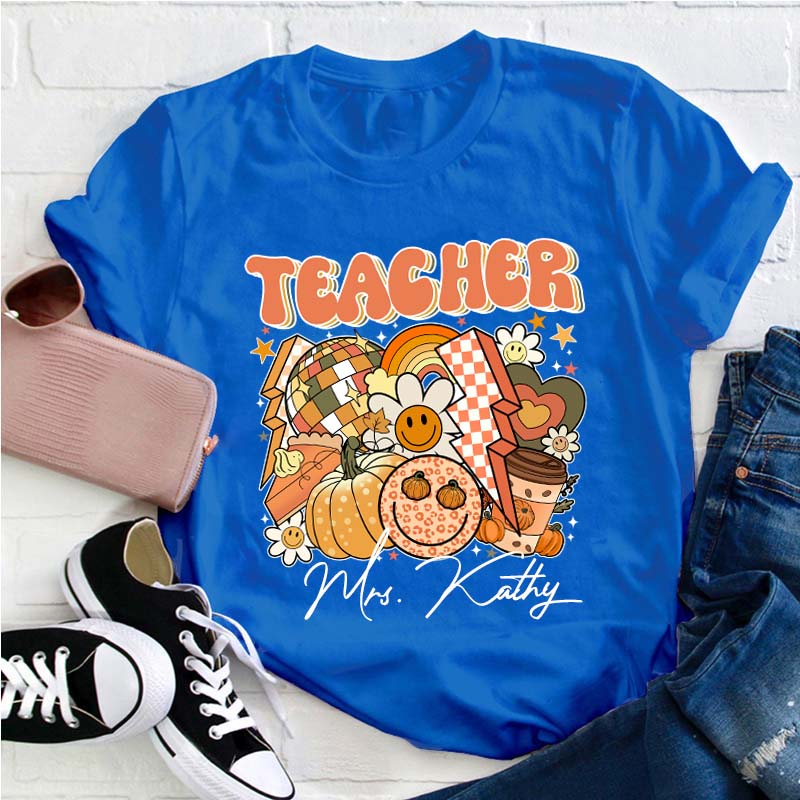 Personalized Name Fall Teacher Life Teacher T-Shirt