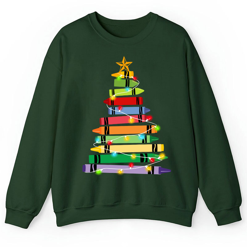 Crayons Tree Colored Ligths Teacher Sweatshirt