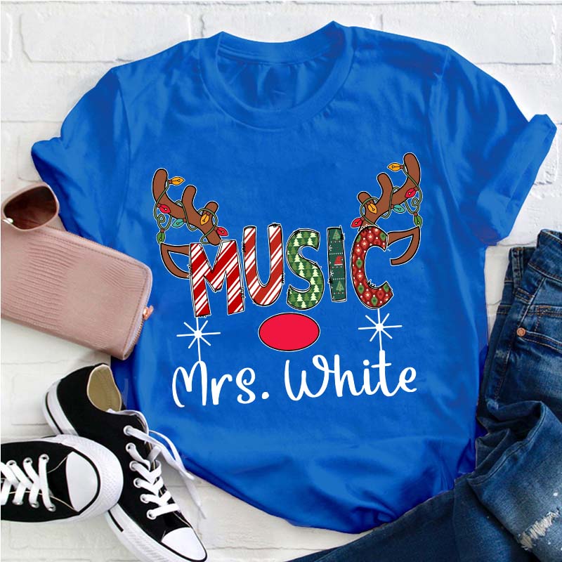 Personazlied Christmas Elk Teacher T-Shirt