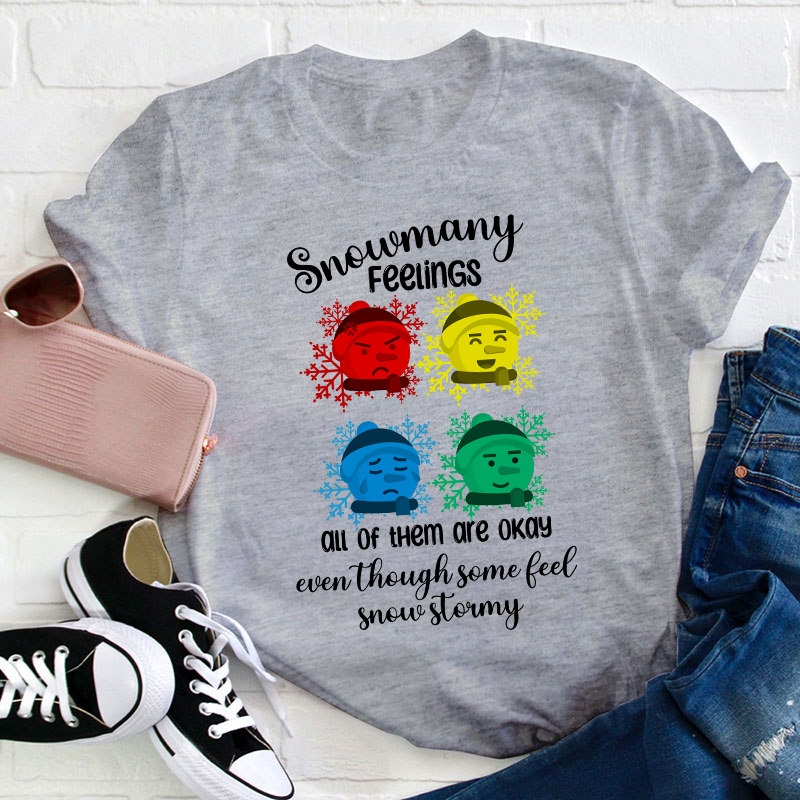 Snowmany Feelings All Of Them Are Okay Teacher T-Shirt