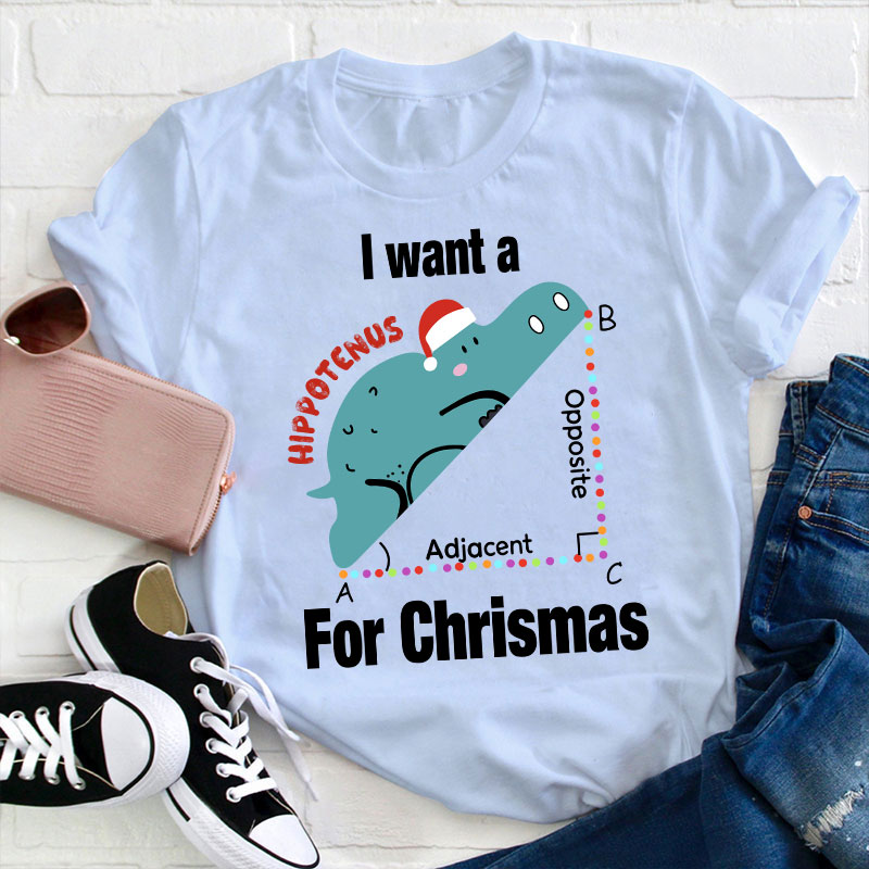 I Want A Hippotenus For Christmas Teacher T-Shirt