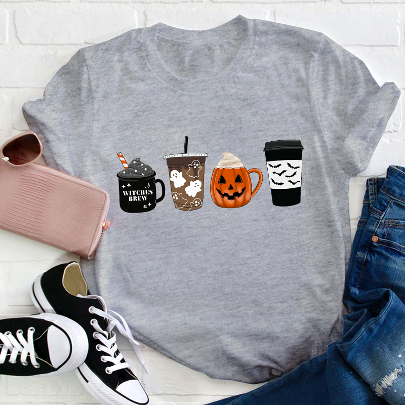 Halloween Fall Coffee Teacher T-Shirt