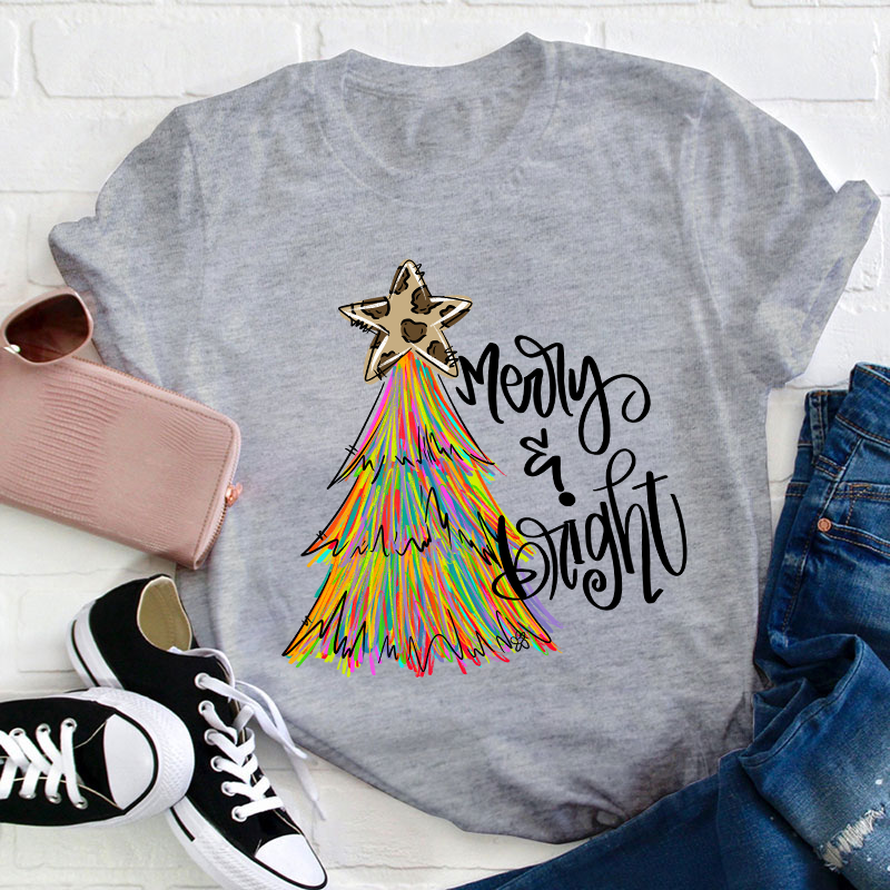Merry And Bright Teacher T-Shirt