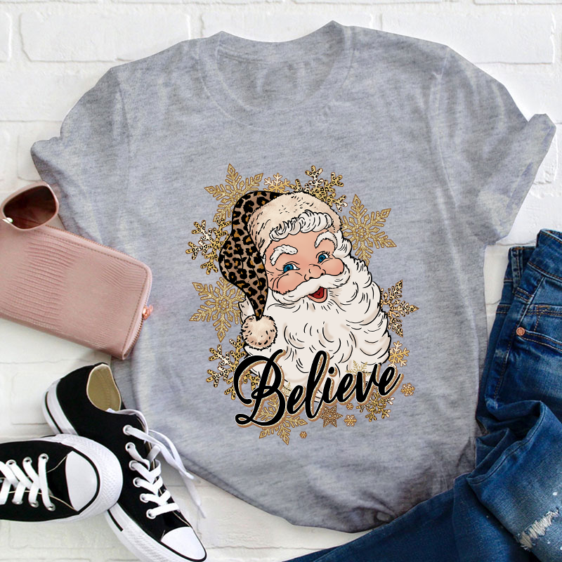 Ho Ho Ho Believe Christmas Teacher T-Shirt