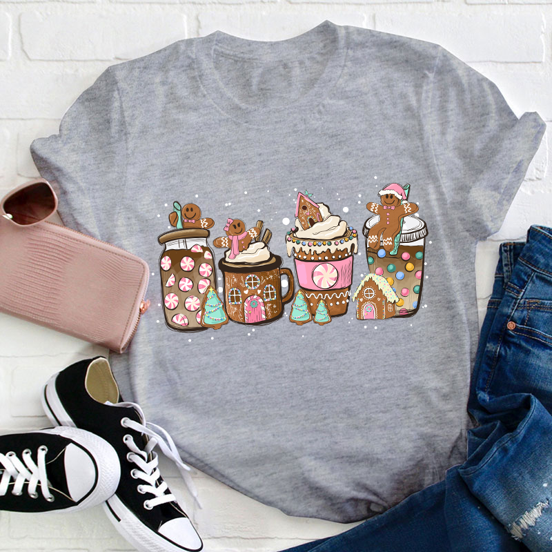 Gingerbread Christmas Coffee Christmas Teacher T-Shirt