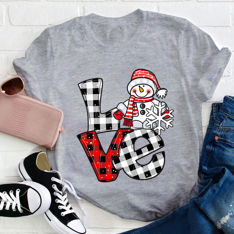 Love Cute Snowman Teacher T-Shirt