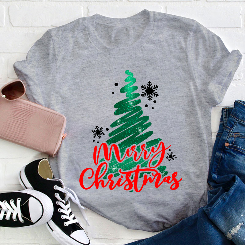 Sparkling Christmas Tree Teacher T-Shirt