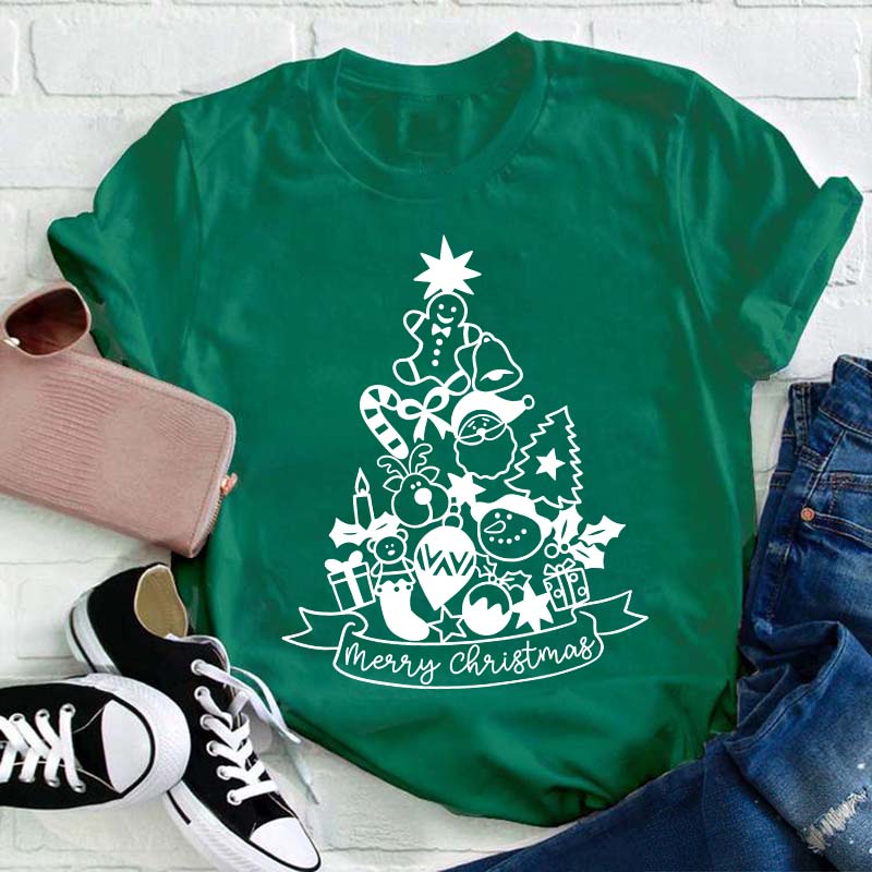 Cute Christmas Tree Teacher T-Shirt