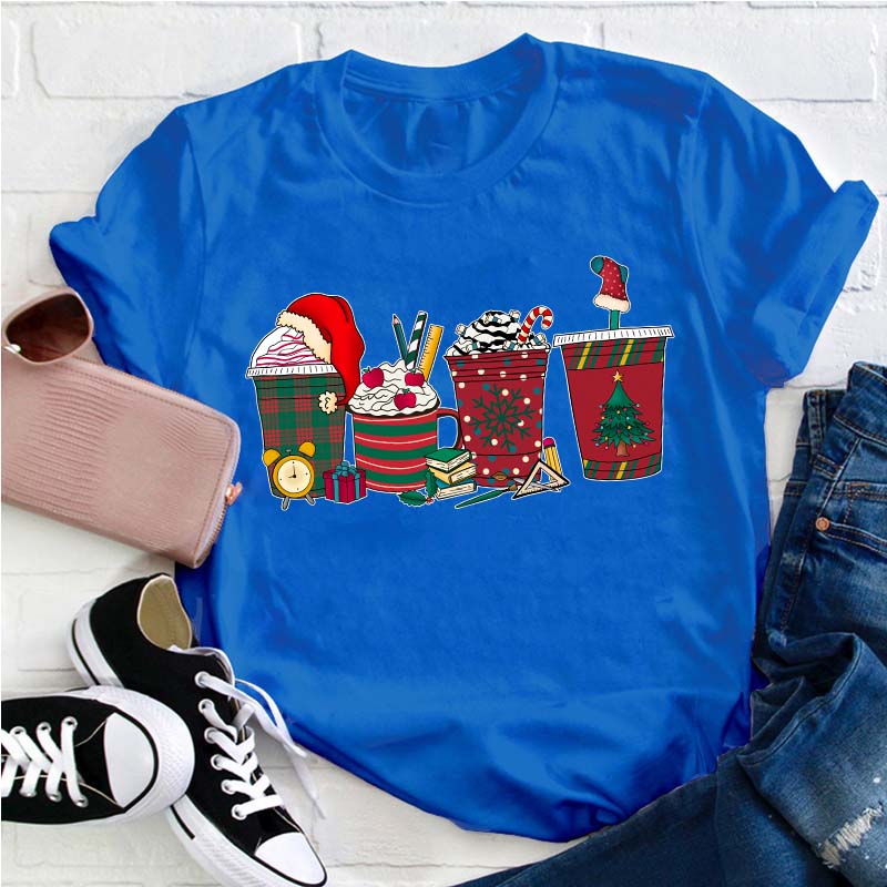 Cute Christmas Coffee Teacher T-Shirt