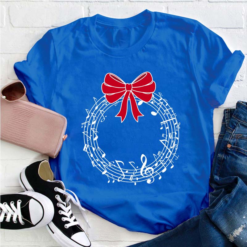 Music Wreath Christmas Teacher T-Shirt