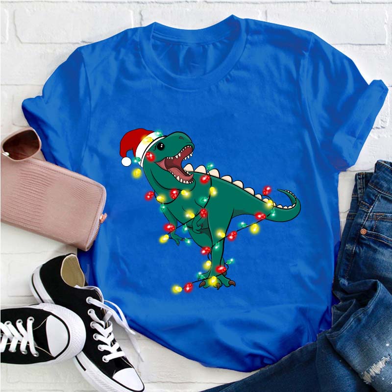 Cute Dino Christmas Teacher T-Shirt