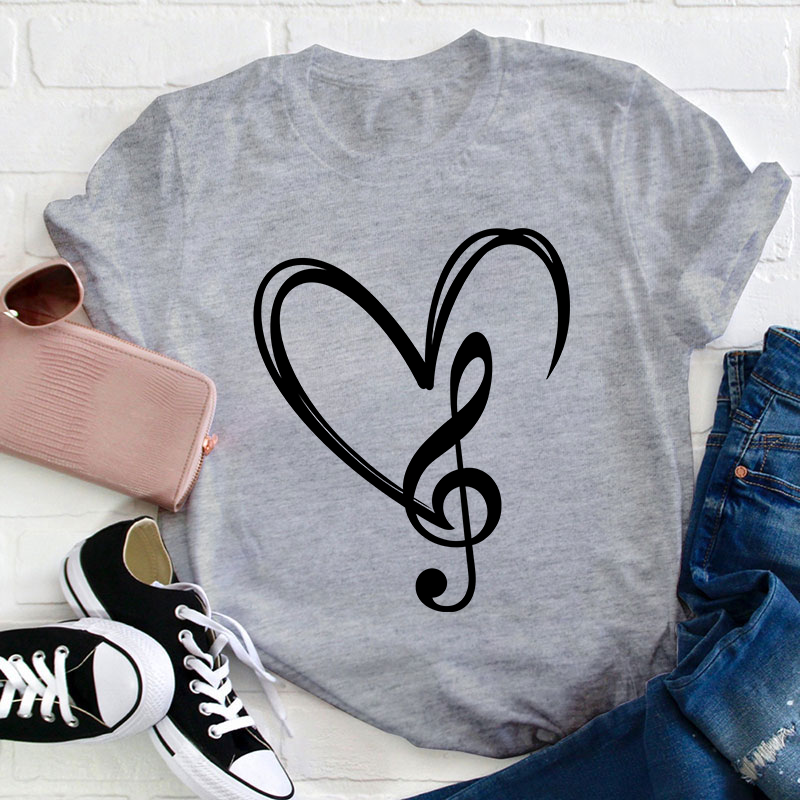 Music Note Heart Teacher T-Shirt