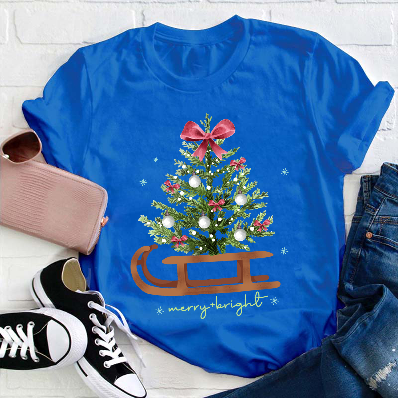 Merry And Bright Teacher T-Shirt