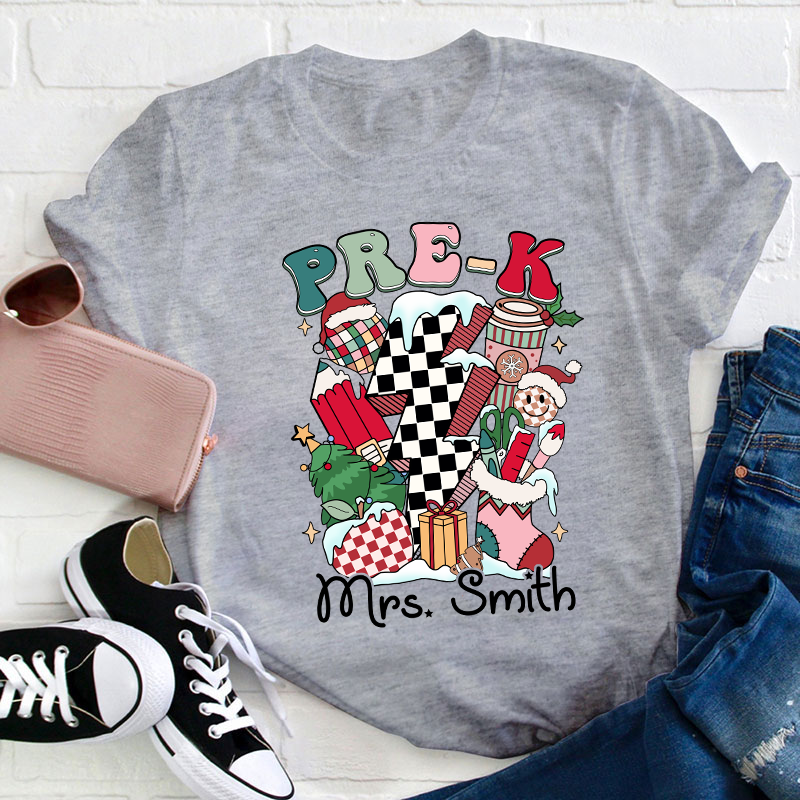Personalized Decorated For Christmas Teacher T-Shirt