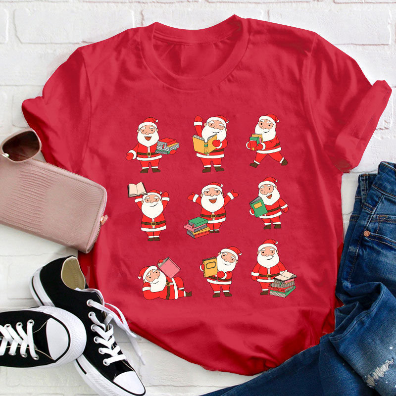 Reading Santa Claus Teacher T-Shirt