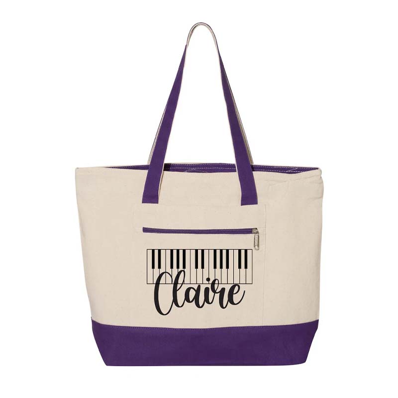 Personalized Piano Teacher Block Tote Bag